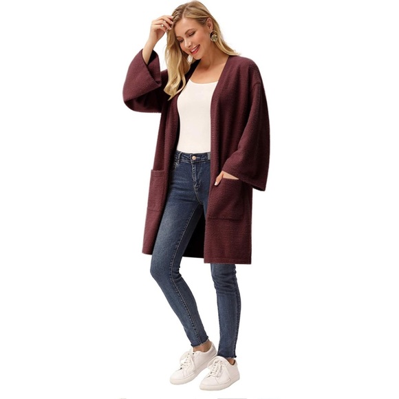 Soft Fuzzy Oversized Open Front Long Cardigan - Picture 4 of 5